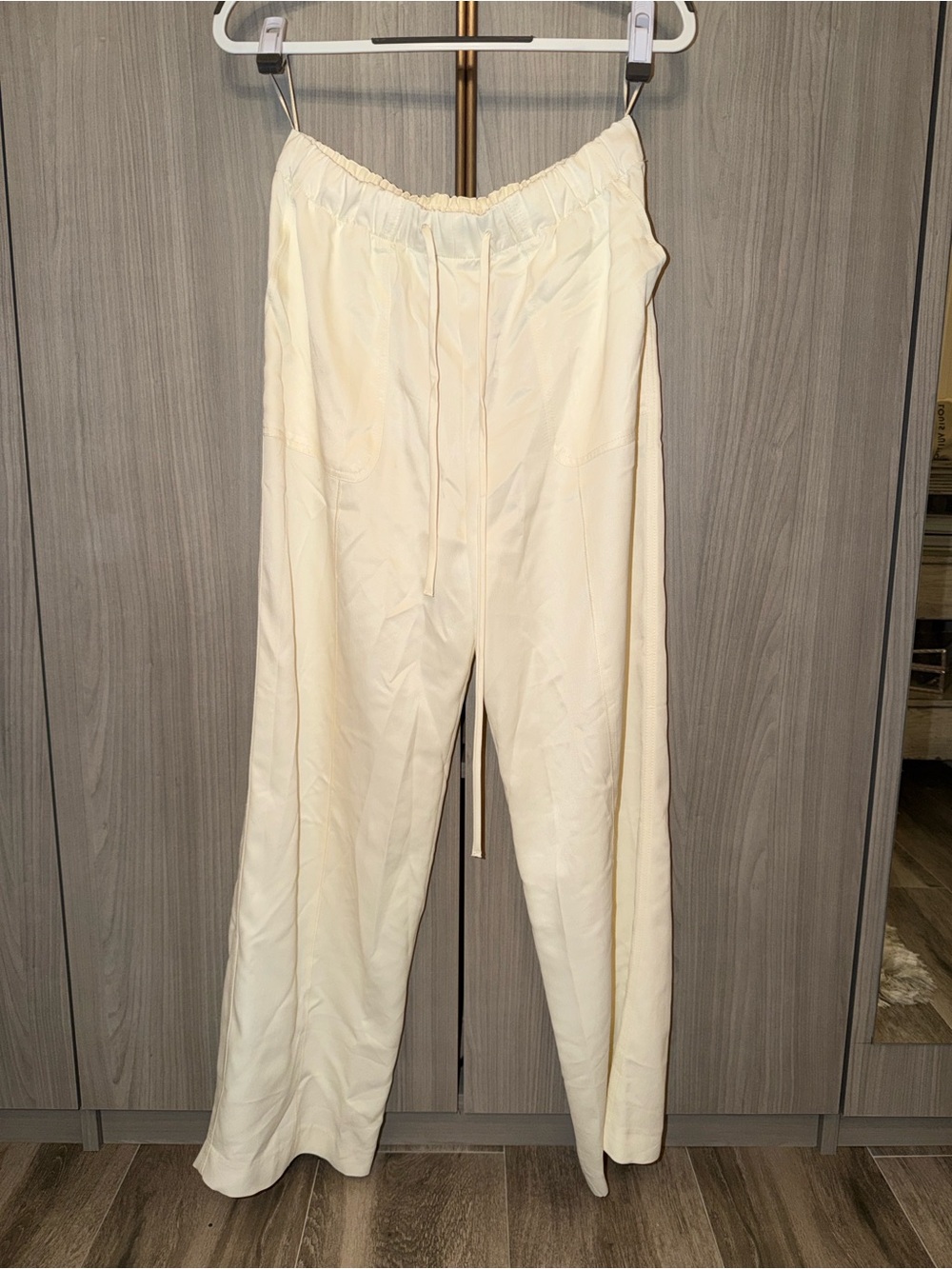 Zara Cream Drawstring Relaxed Leg Pants